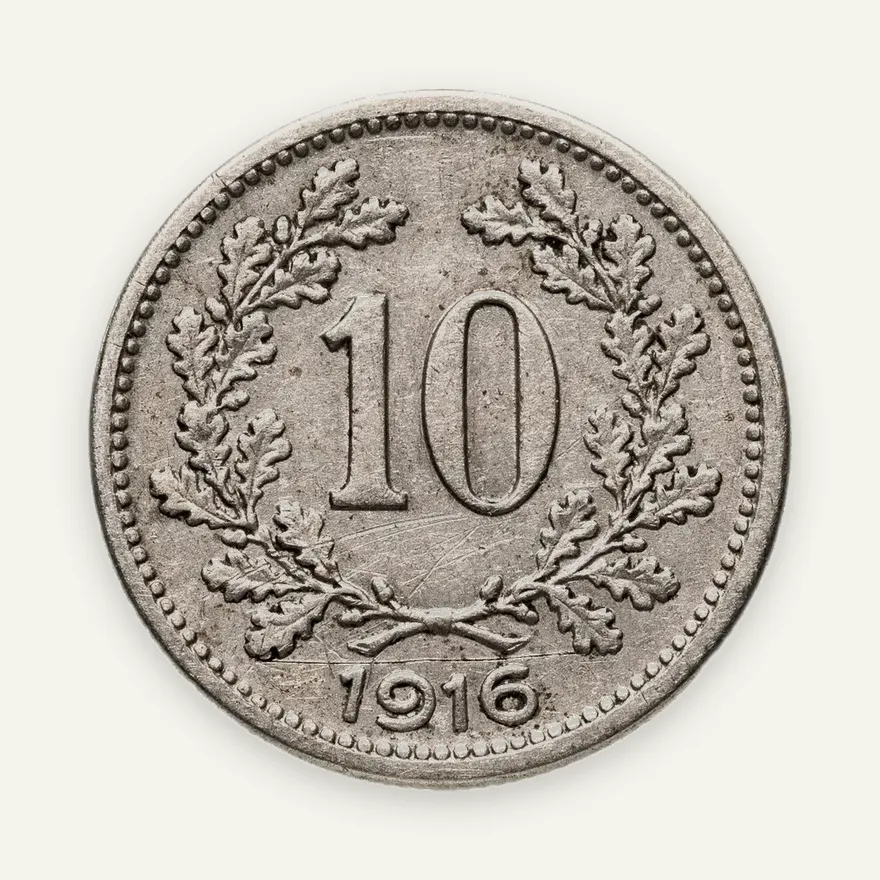 Австрия 10 геллеров (heller) 1916  Императорский герб