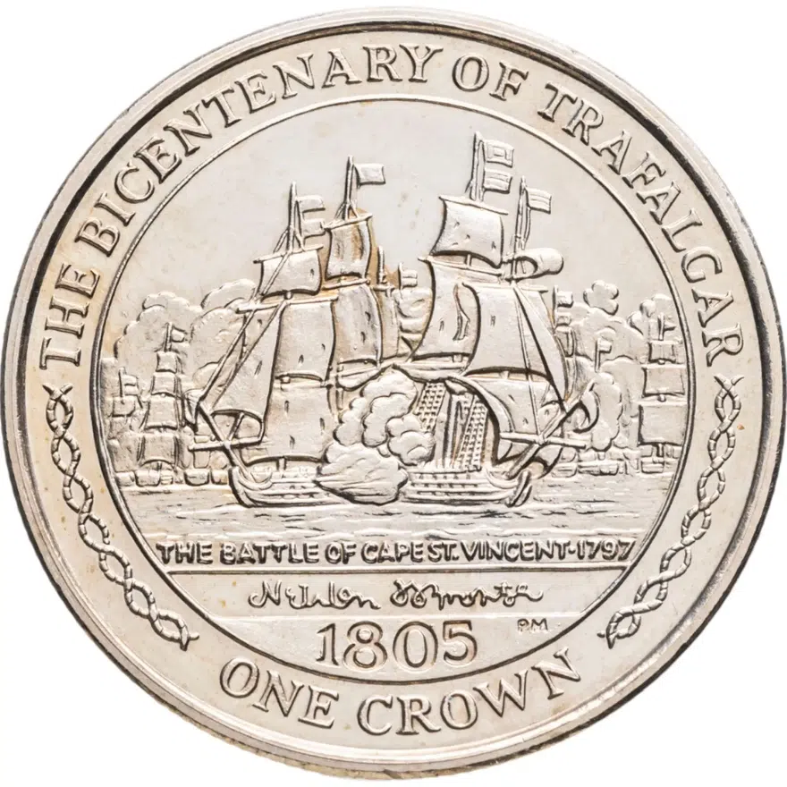 Остров Мэн 1 крона (crown) 2005 200 лет Трафальгарскому сражению - Битва у мыса Сан-Висенте, аверс