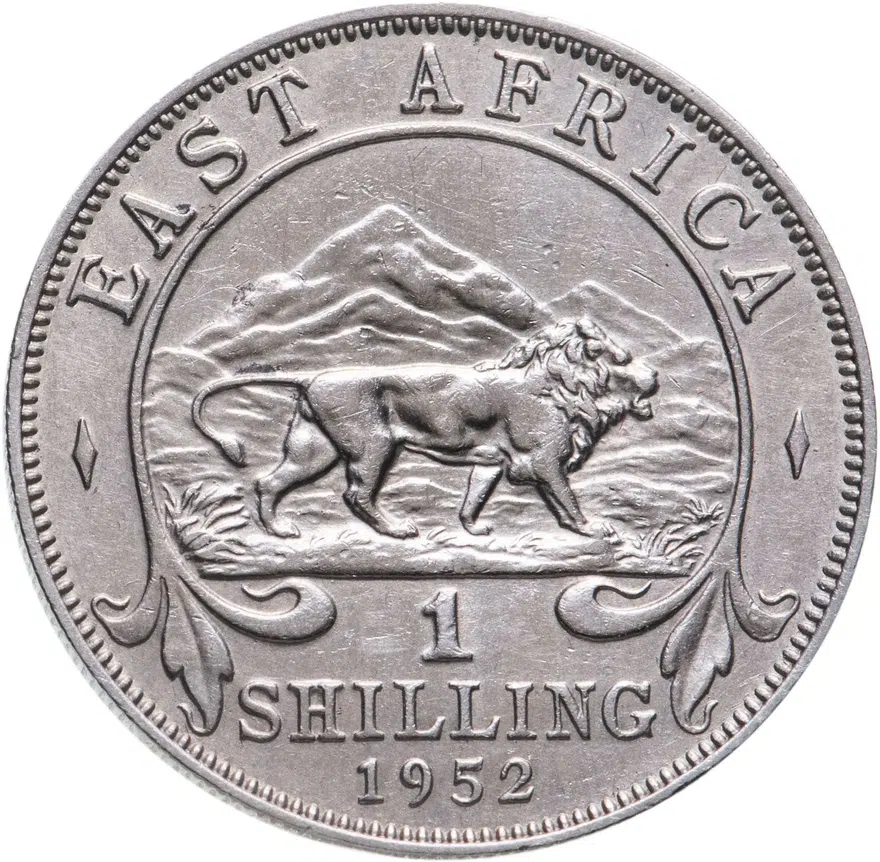 Британская Восточная Африка 1 шиллинг (shilling) 1952 H  знак монетного двора: "H" - Хитон, Бирмингем, аверс