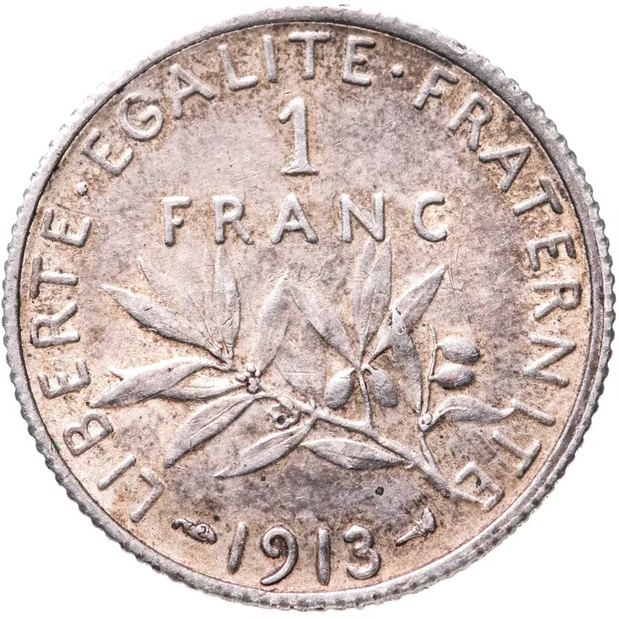 Франция 1 франк (franc) 1913, аверс