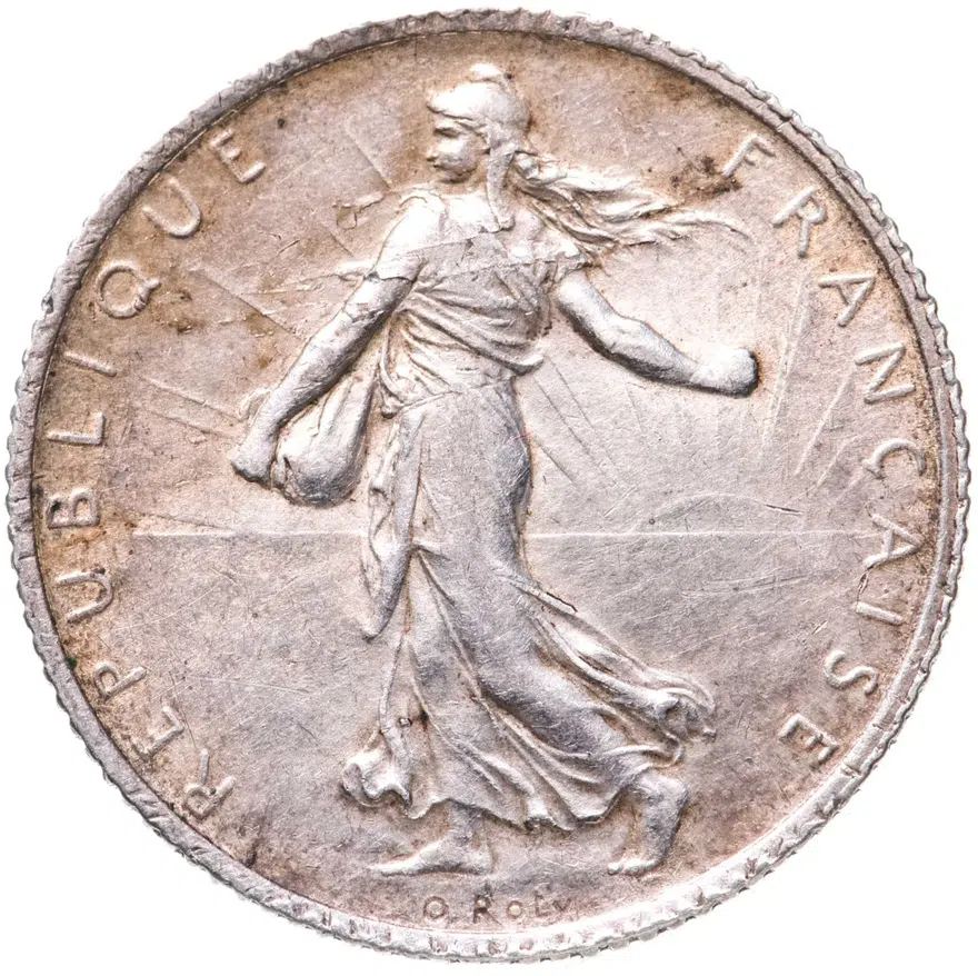 Франция 1 франк (franc) 1913, реверс