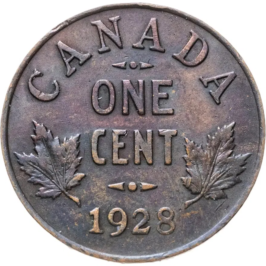 Канада 1 цент (cent) 1928, аверс