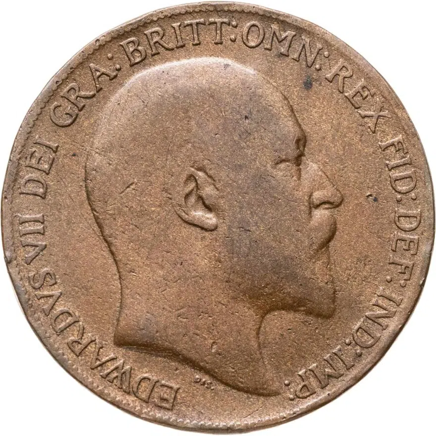 Великобритания 1 пенни (penny) 1908, аверс