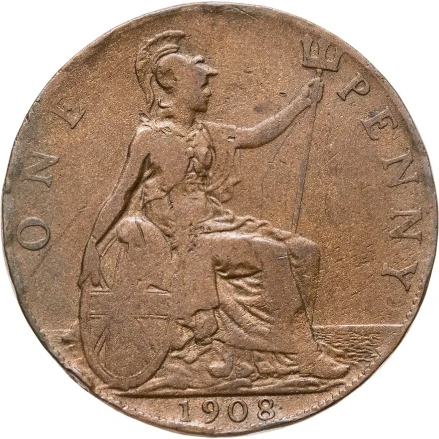 Великобритания 1 пенни (penny) 1908, реверс