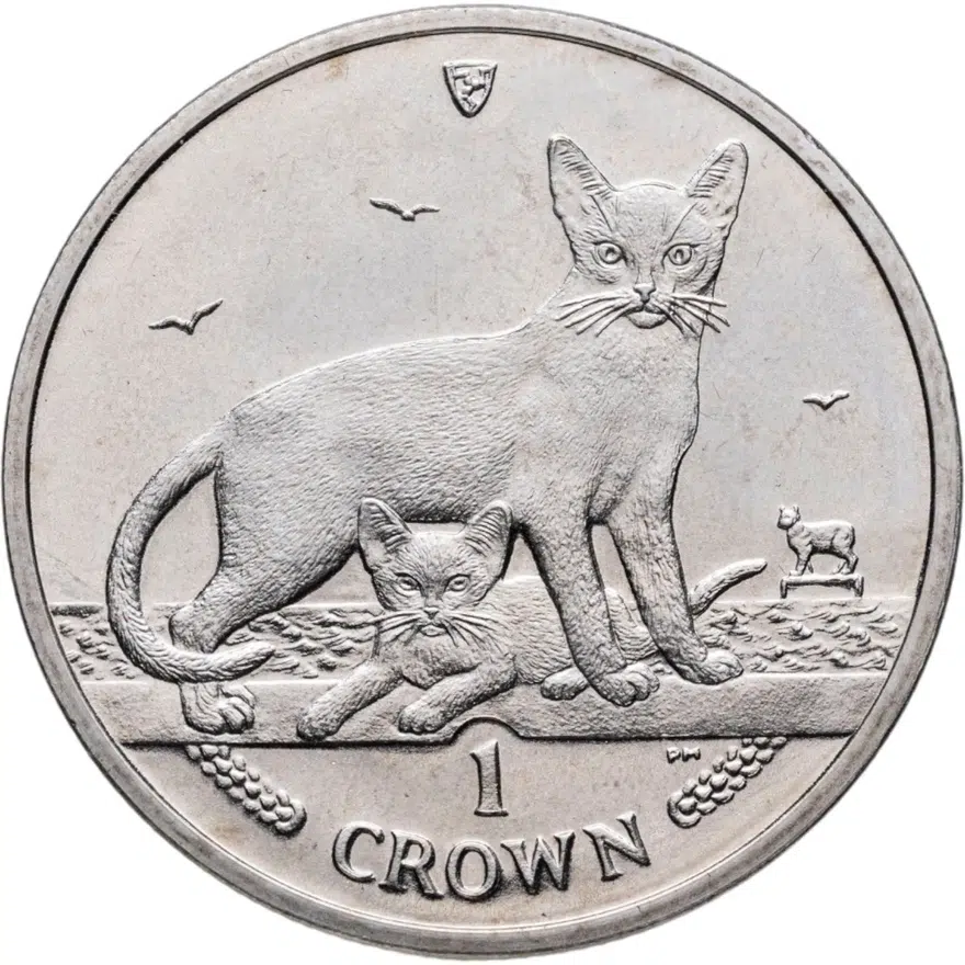 Остров Мэн 1 крона (crown) 2010 "Кошки - Абиссинская кошка", аверс