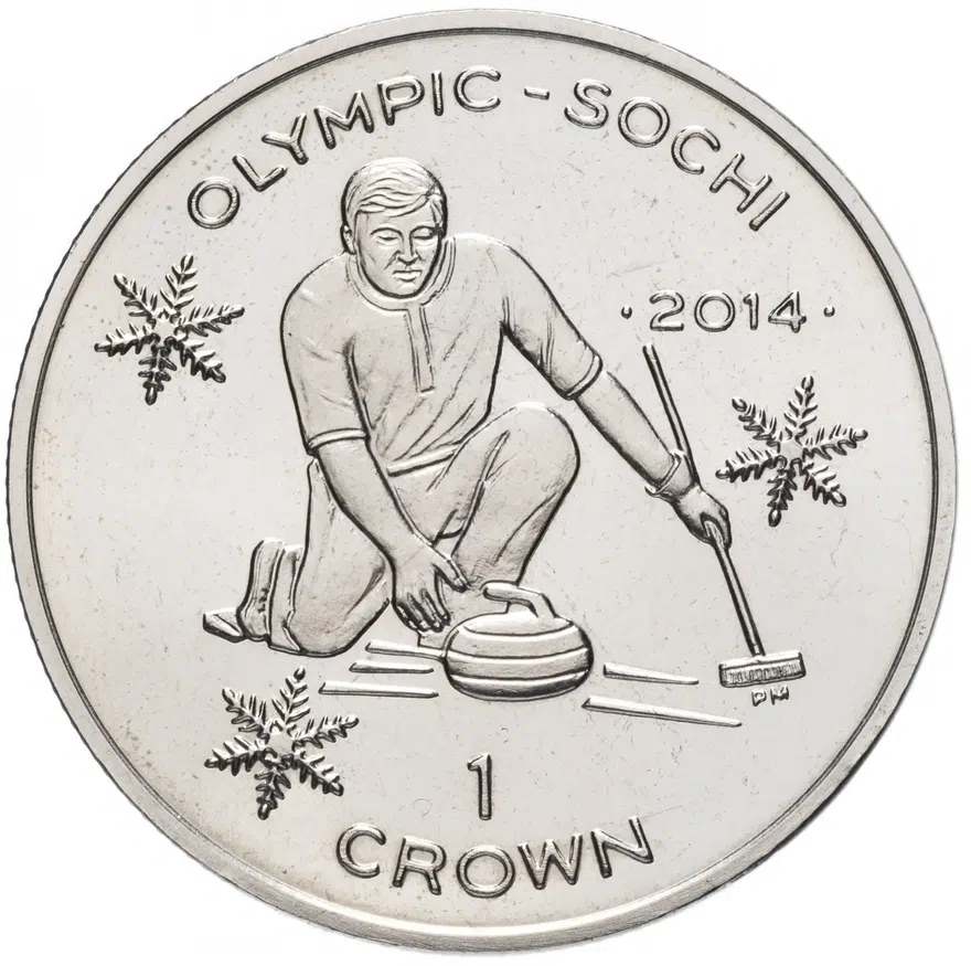 Остров Мэн 1 крона (crown) 2014 "XXII зимние Олимпийские Игры, Сочи 2014 - кёрлинг"