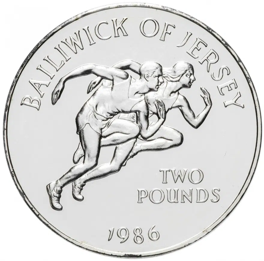 Джерси 2 фунта (pounds) 1986 "XIII Игры Содружества. Бег", реверс