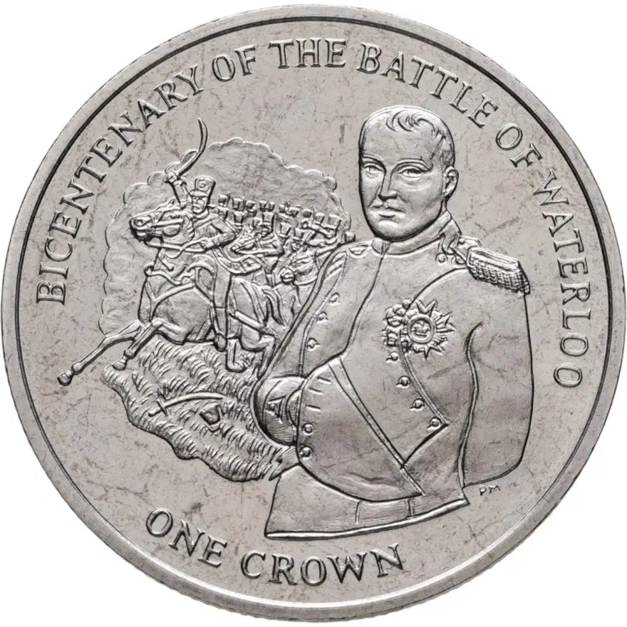 Остров Мэн 1 крона (crown) 2015  200 лет битве при Ватерлоо - Наполеон, аверс
