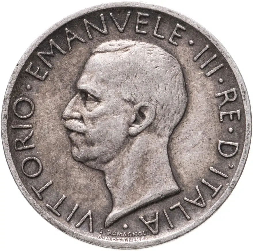 Италия 5 лир (lire) 1927, аверс