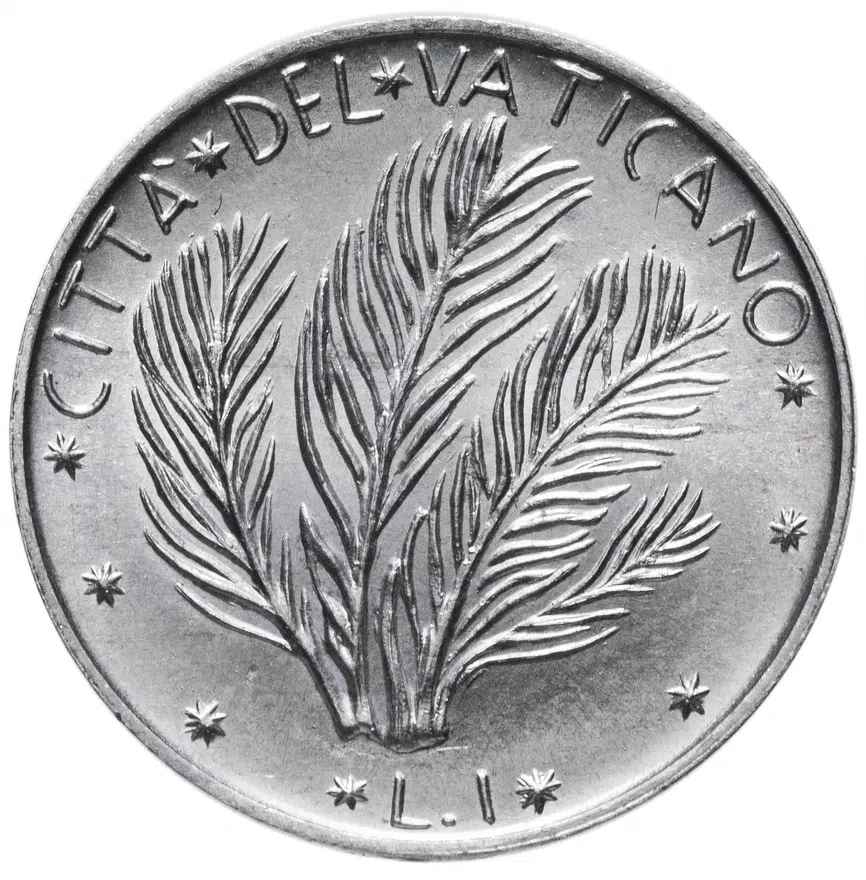 Ватикан 1 лира (lira) 1972, аверс