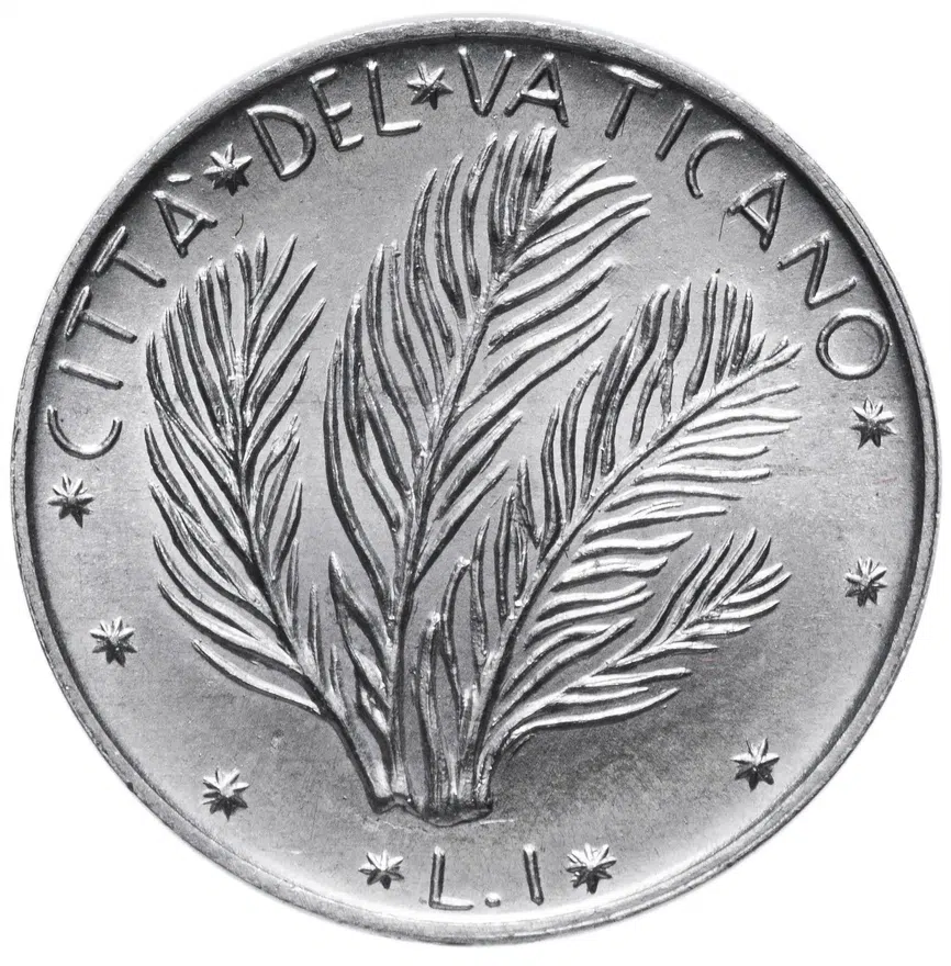 Ватикан 1 лира (lira) 1972, реверс