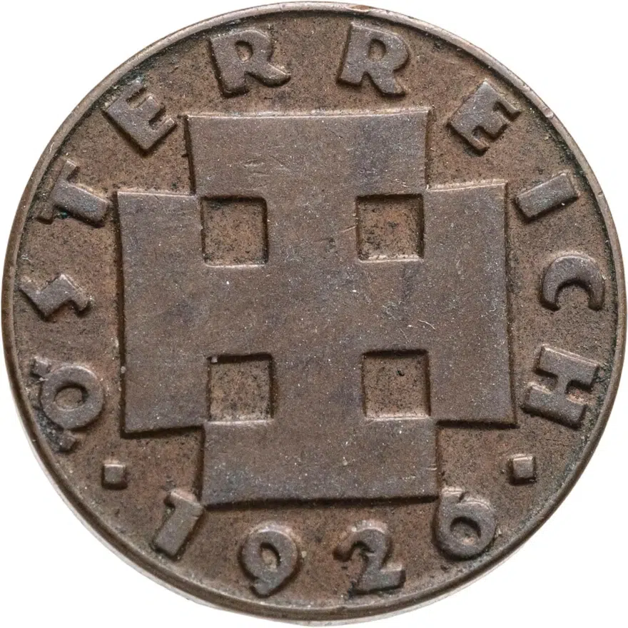 Австрия 2 гроша (groschen) 1926, реверс