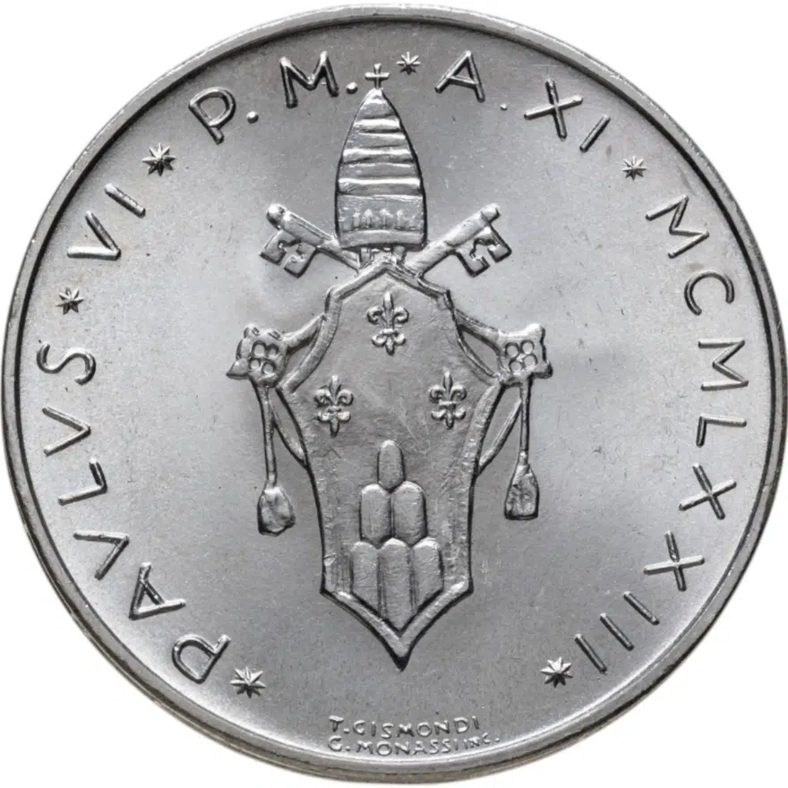 Ватикан 500 лир 1973, реверс