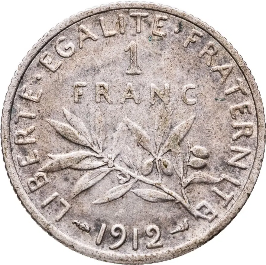 Франция 1 франк (franc) 1912, аверс