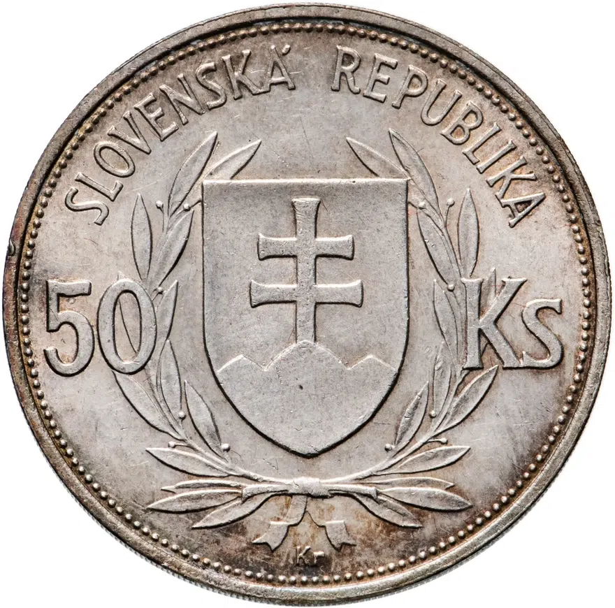 Словакия 50 крон (korun) 1944  5 лет Словацкой республике (Йозеф Тисо), реверс