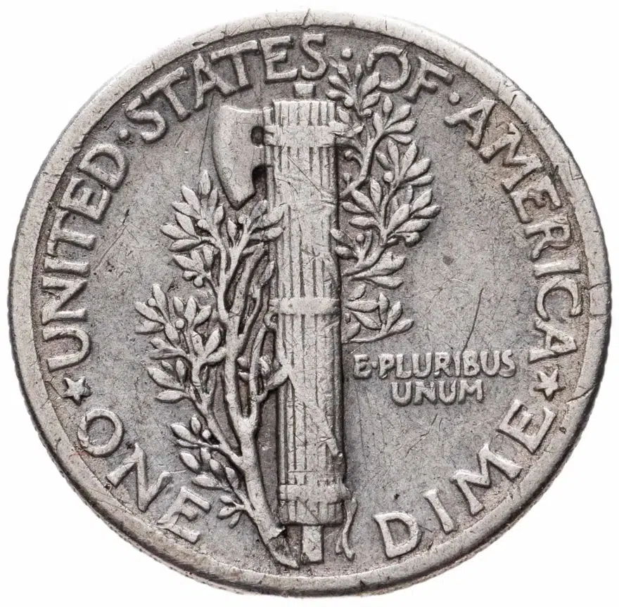 США 10 центов (дайм) 1928 "Mercury Dime", реверс