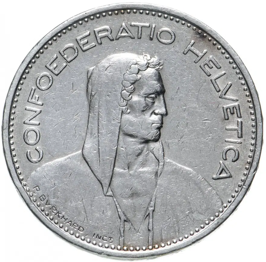 Швейцария 5 франков (francs) 1937