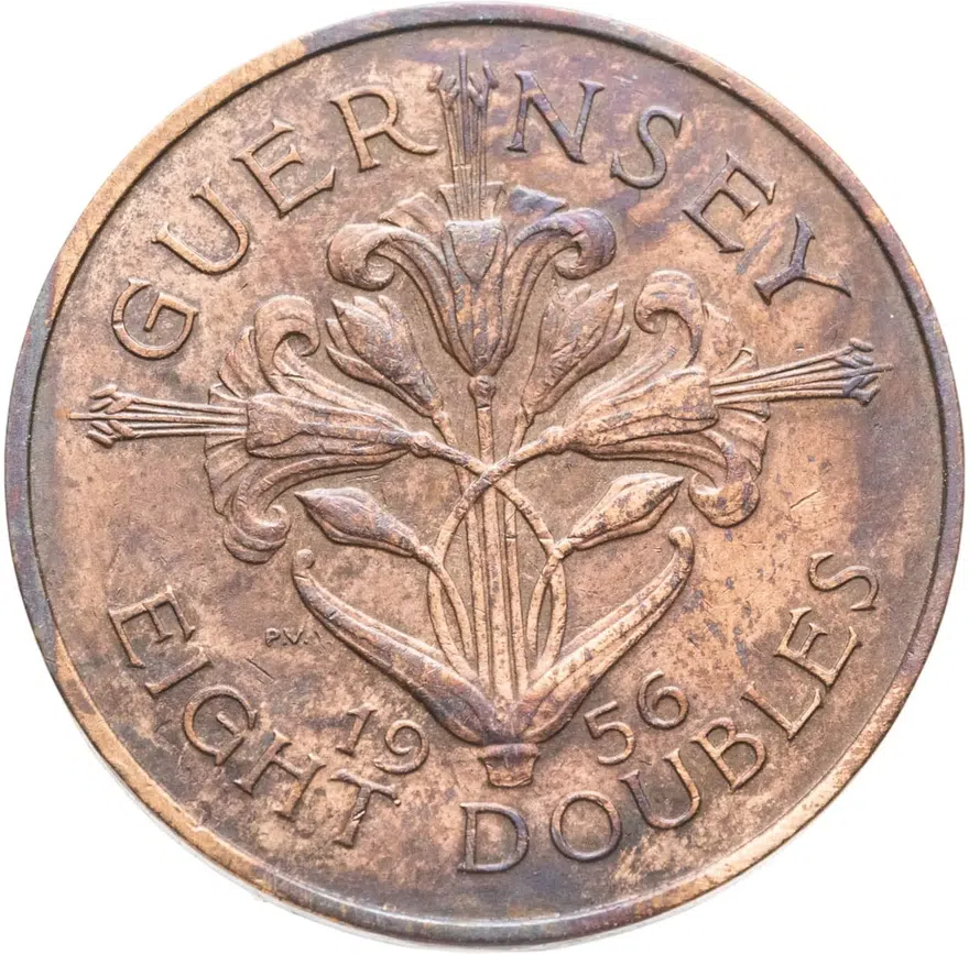 Гернси 8 дублей 1956, реверс
