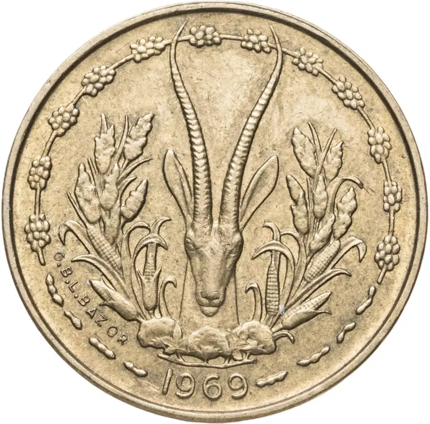 Западная Африка (BCEAO) 5 франков (francs) 1969, реверс