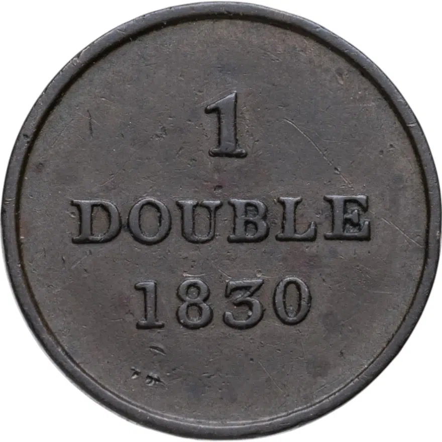 Остров Гернси 1 дубль (double) 1830