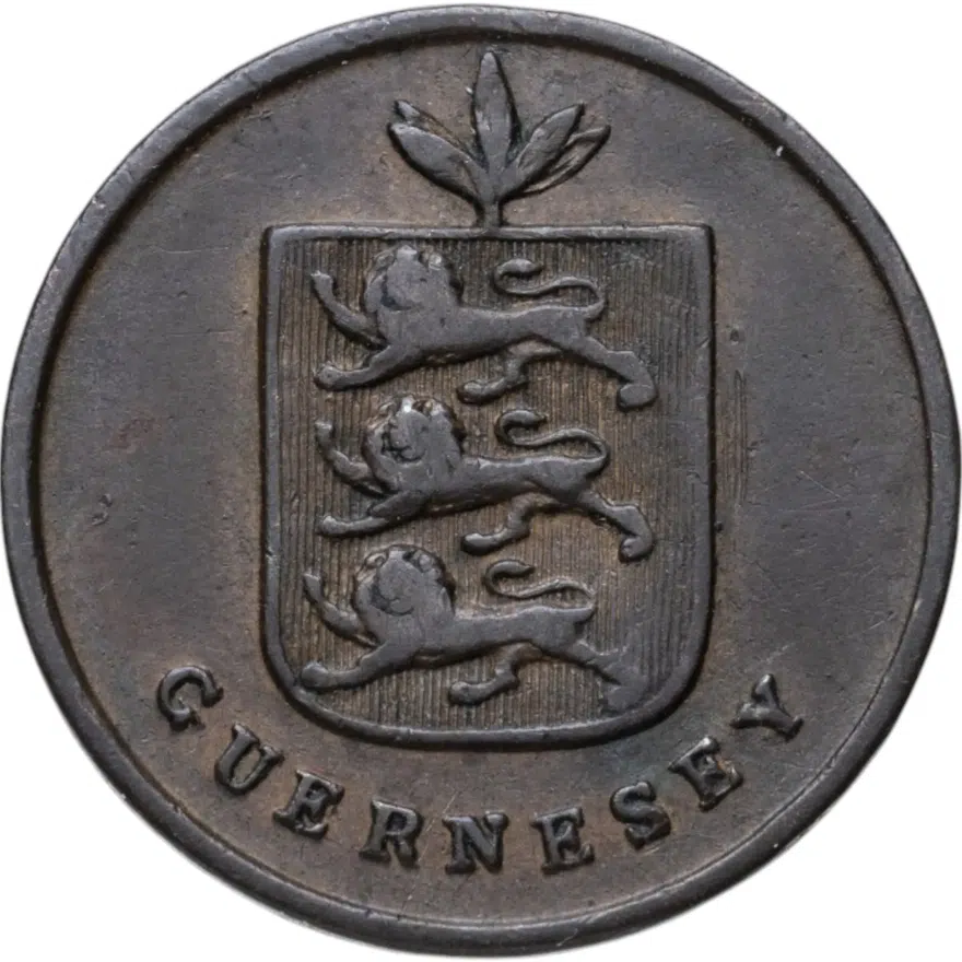 Остров Гернси 1 дубль (double) 1830, реверс