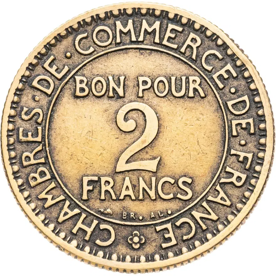 Франция 2 франка (francs) 1923, реверс