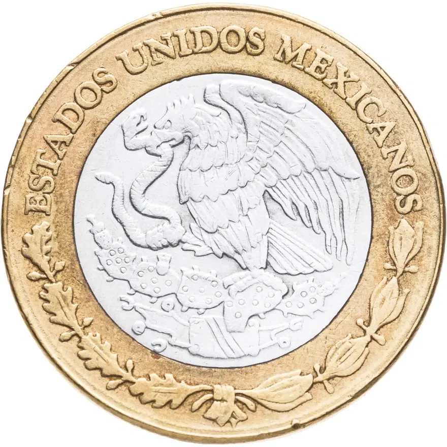 Мексика 10 новых песо (nuevos pesos) 1993   регулярный чекан, реверс
