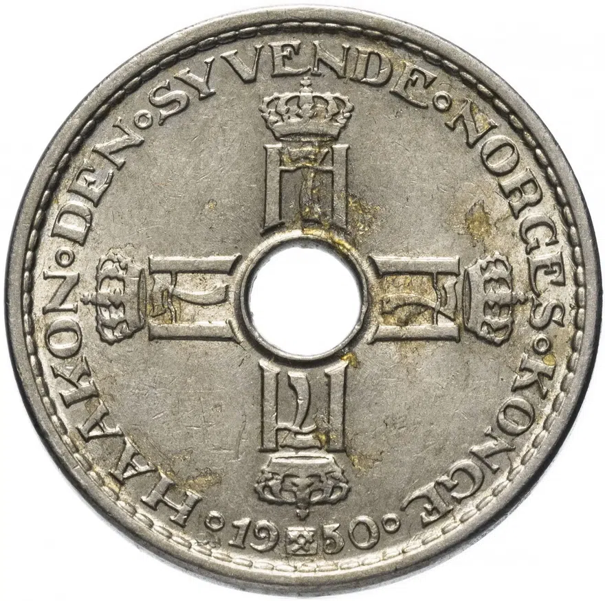 Норвегия 1 крона (crown) 1950, реверс