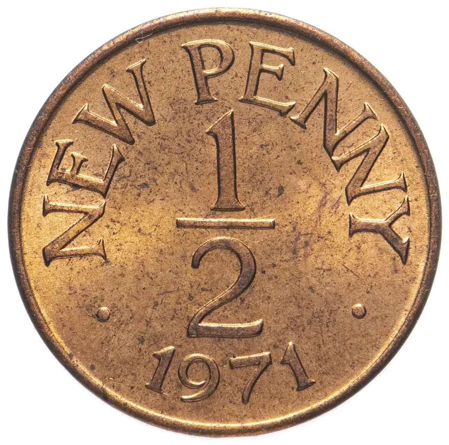 Гернси  1/2 нового пенни (penny) 1971