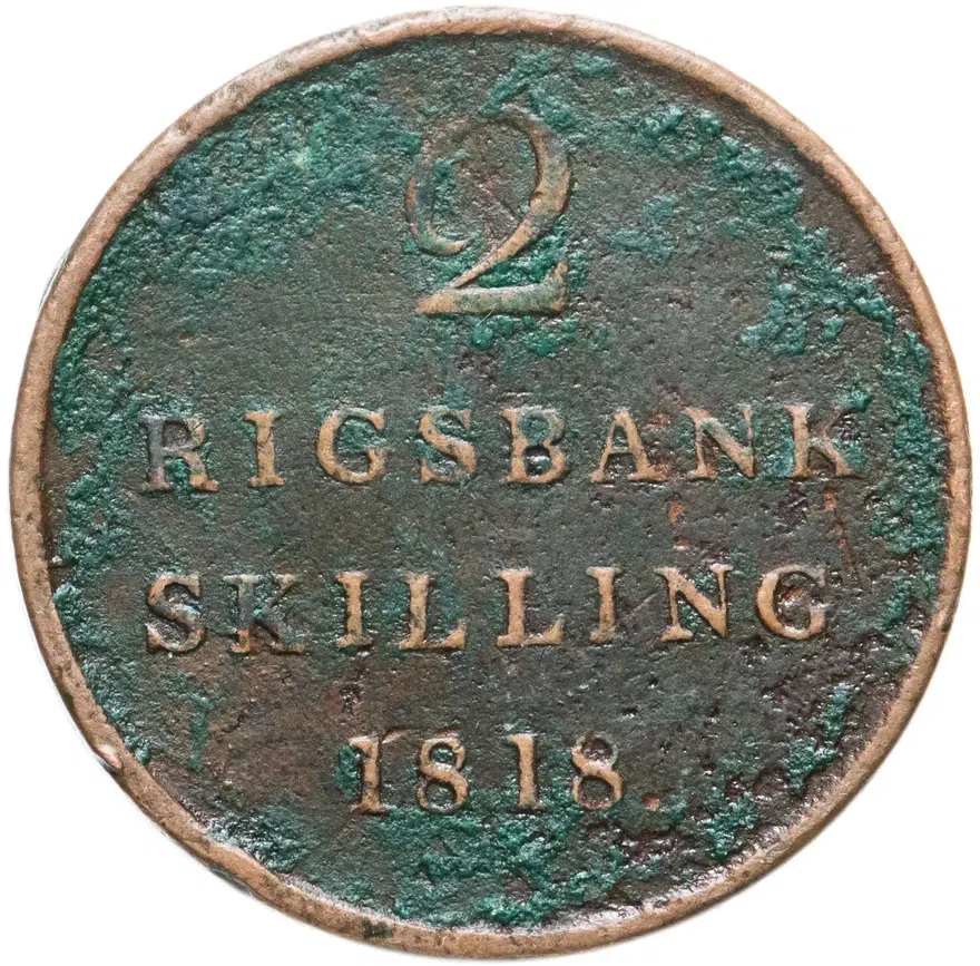 Дания 2 ригсбанкскиллинга (rigsbankskilling) 1818