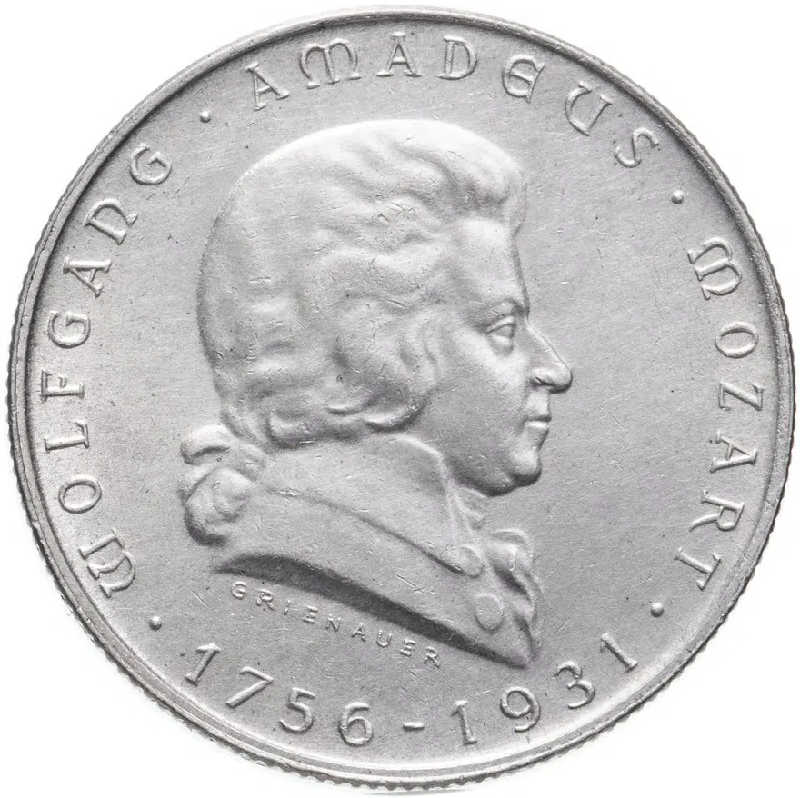 Австрия 2 шиллинга (shillings) 1931  175 лет со дня рождения Вольфганга Амадея Моцарта, аверс
