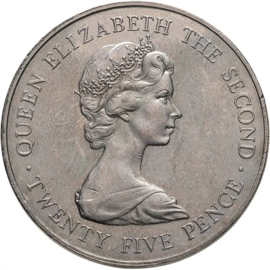 Гернси 25 пенсов (pence) 1978 "Королевский визит", реверс