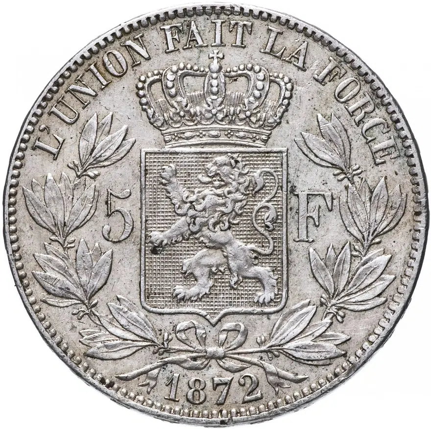 Бельгия 5 франков 1872, реверс