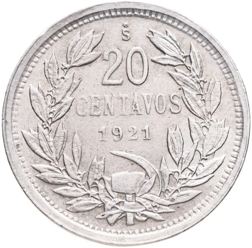 Чили 20 сентаво (centavos) 1921, реверс