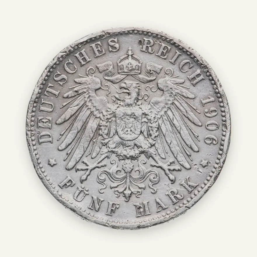 Германия (Империя) 5 марок (mark) 1906, реверс