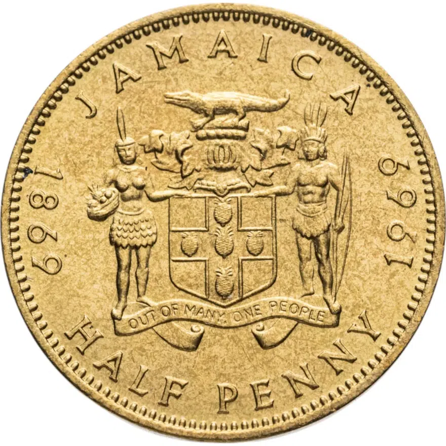 Ямайка 1/2 пенни (penny) 1969 100 лет монетам Ямайки