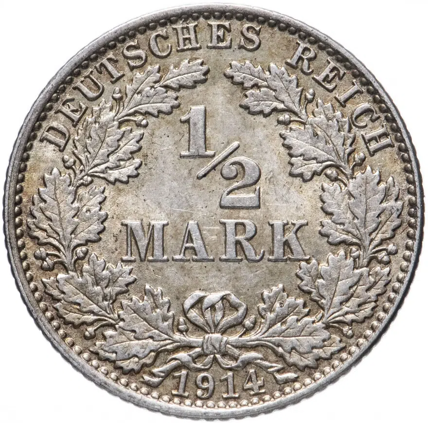 Германия 1/2 рейх марки 1914 J