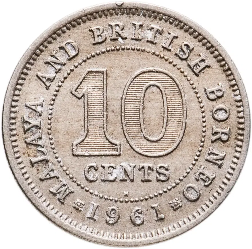 Малайя и Британское Борнео 10 центов (cents) 1953-1961