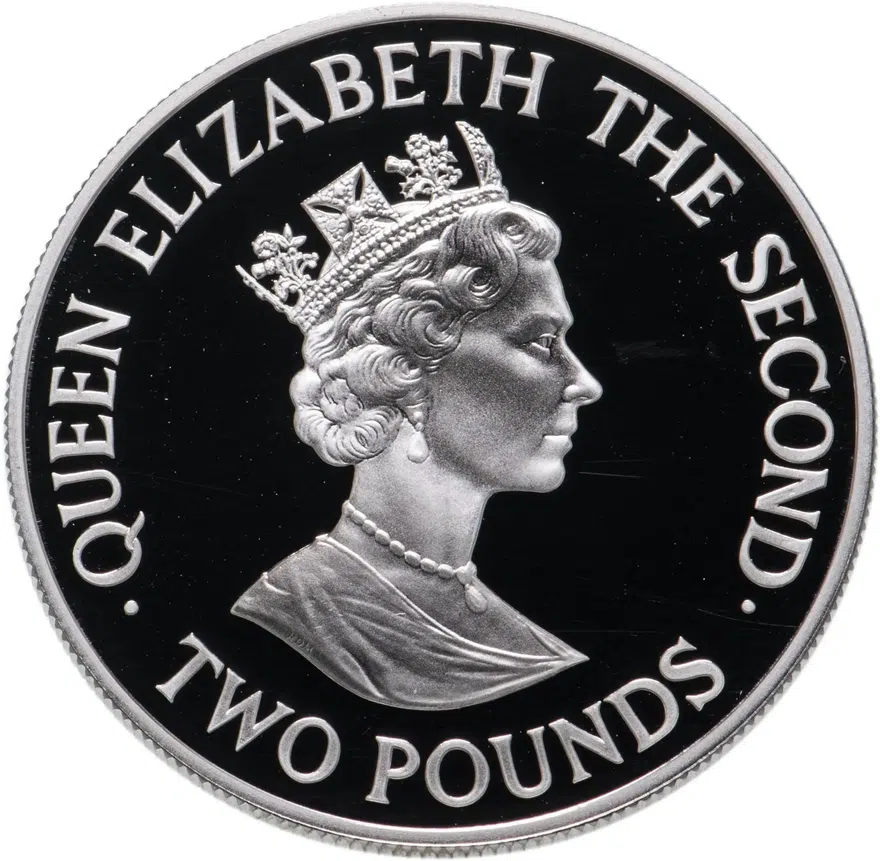 Джерси 2 фунта (pounds) 1993 40 лет коронации Королевы Елизаветы II, реверс