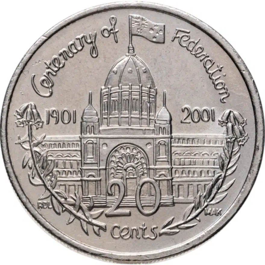 Австралия 20 центов (cents) 2001  Столетие Федерации - Виктория