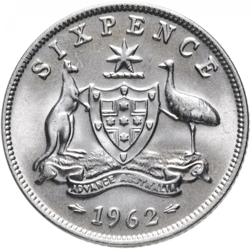 Австралия 6 пенсов (pence) 1962, аверс