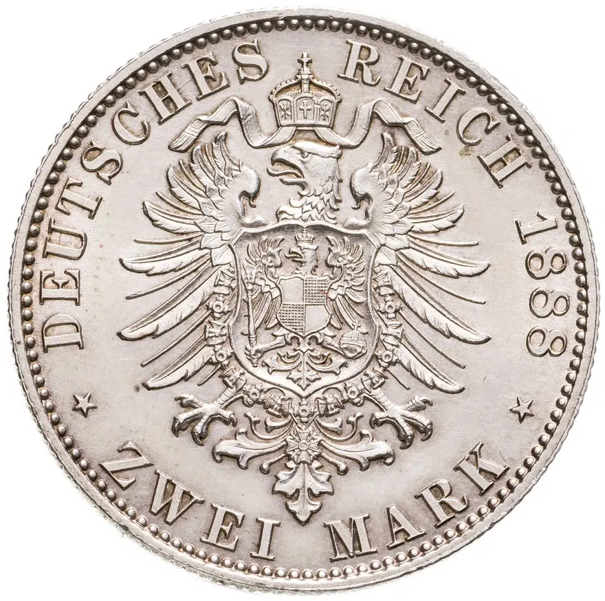 Германия (Империя) 2 марки (mark) 1888  Фридрих III, реверс