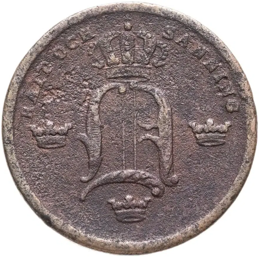Швеция 1/3 скиллинга банко (skilling banco) 1850, реверс