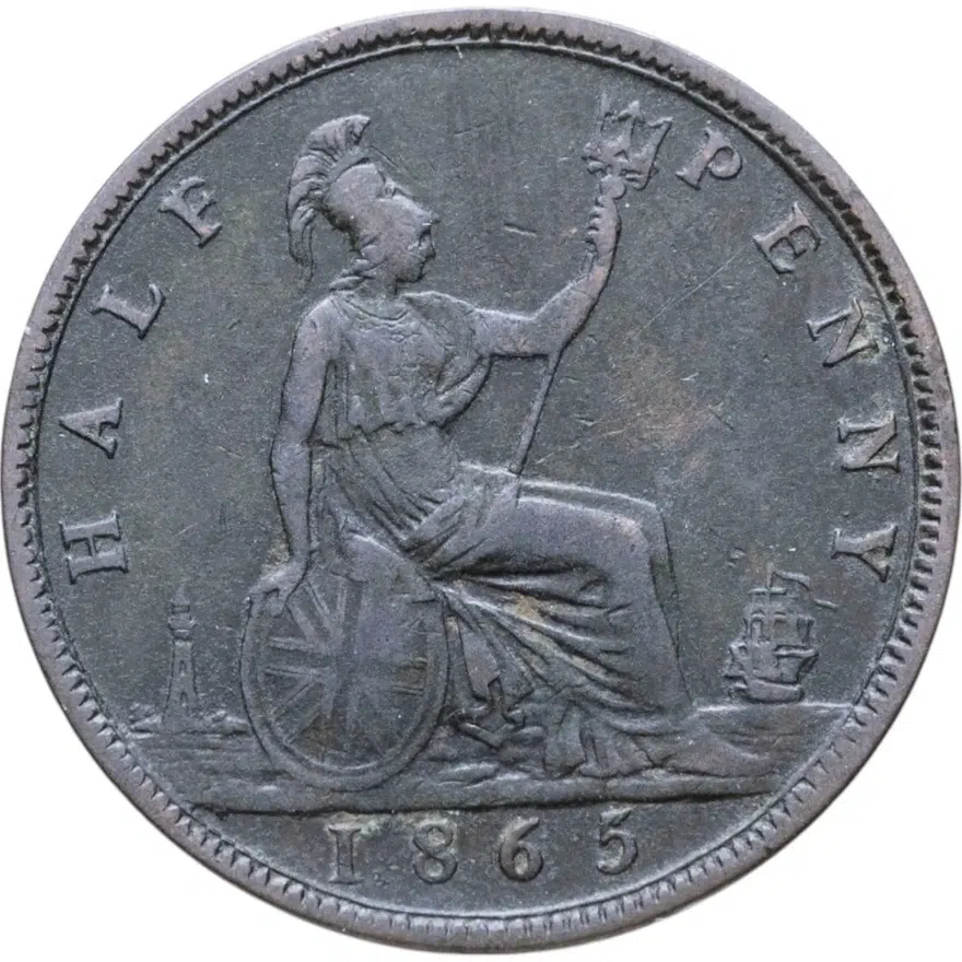 Великобритания 1/2 пенни (penny) 1865, реверс