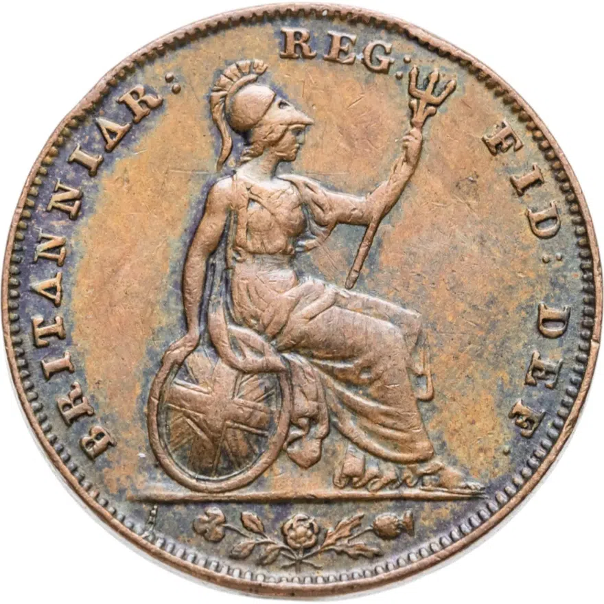 Великобритания 1 фартинг (farthing) 1853, реверс
