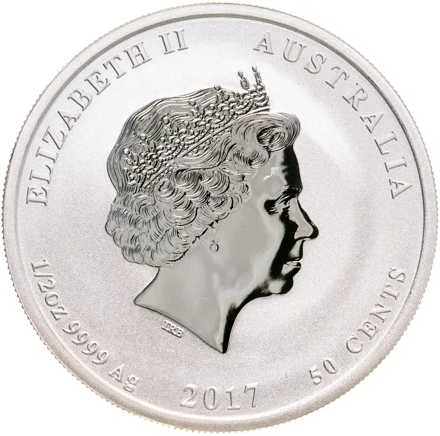 Австралия 50 центов (cents) 2017 P Year of the Rooster (год Петуха) в футляре, реверс