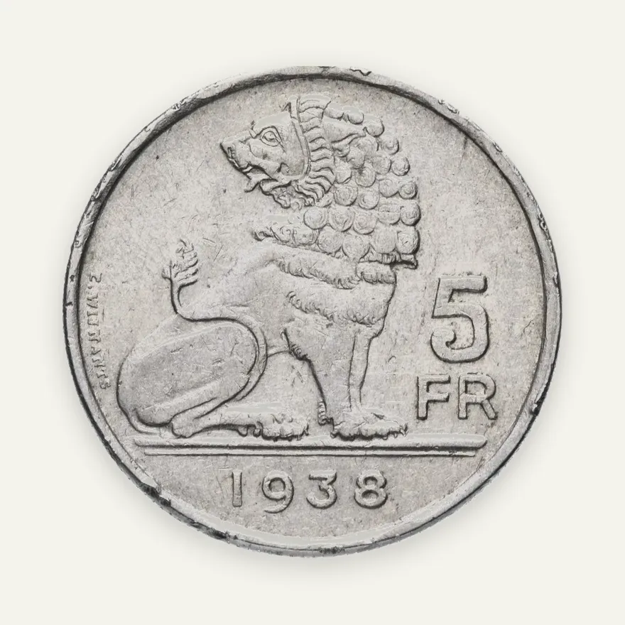Бельгия 5 франков (francs) 1938, аверс