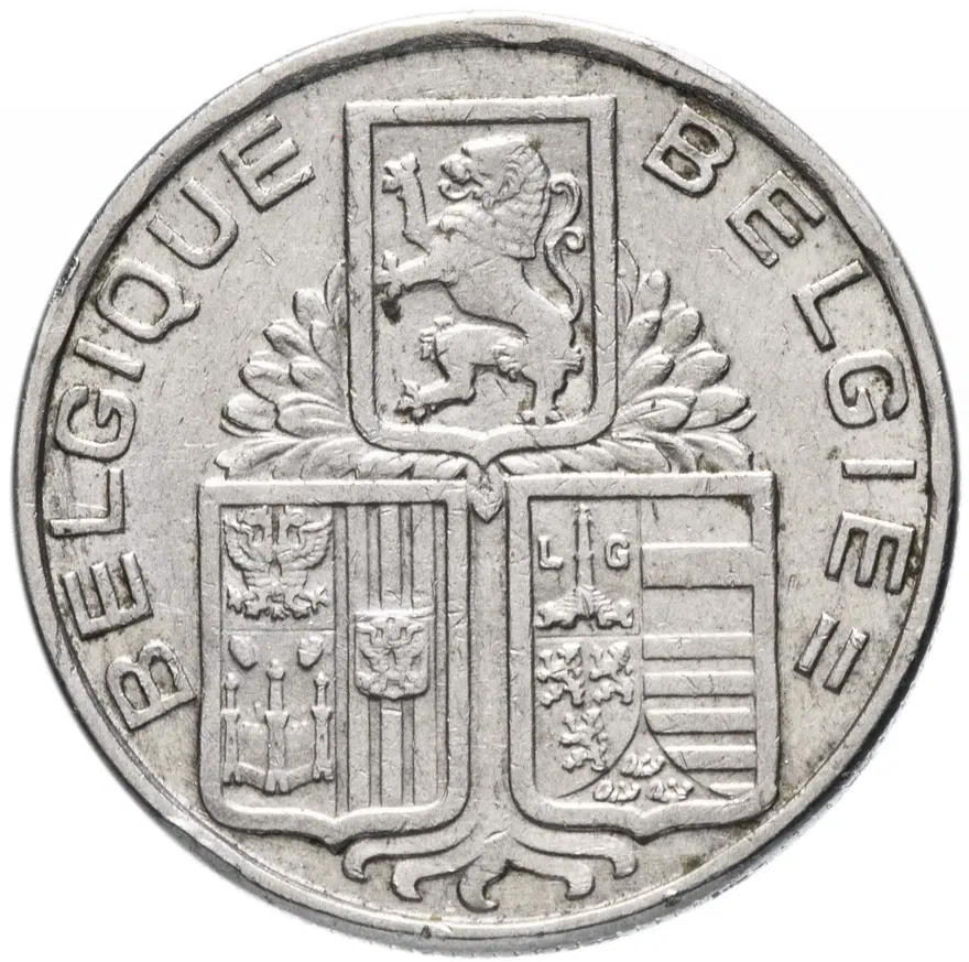 Бельгия 5 франков (francs) 1938, реверс