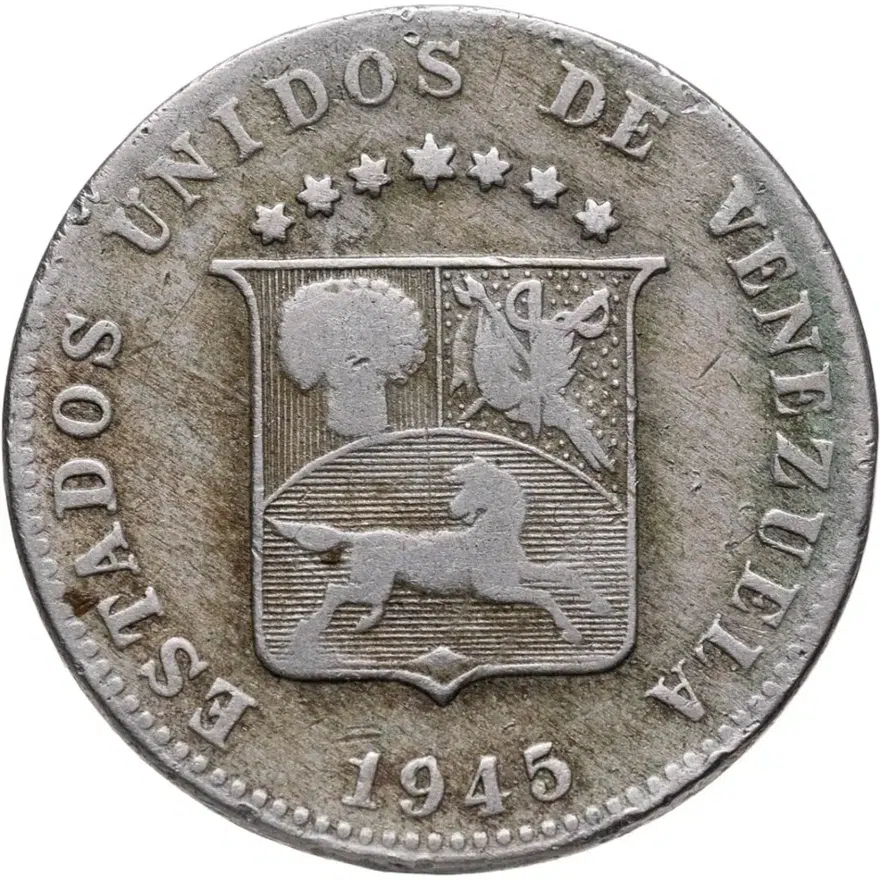 Венесуэла 12 1/2 сентимо (centimos) 1945, реверс