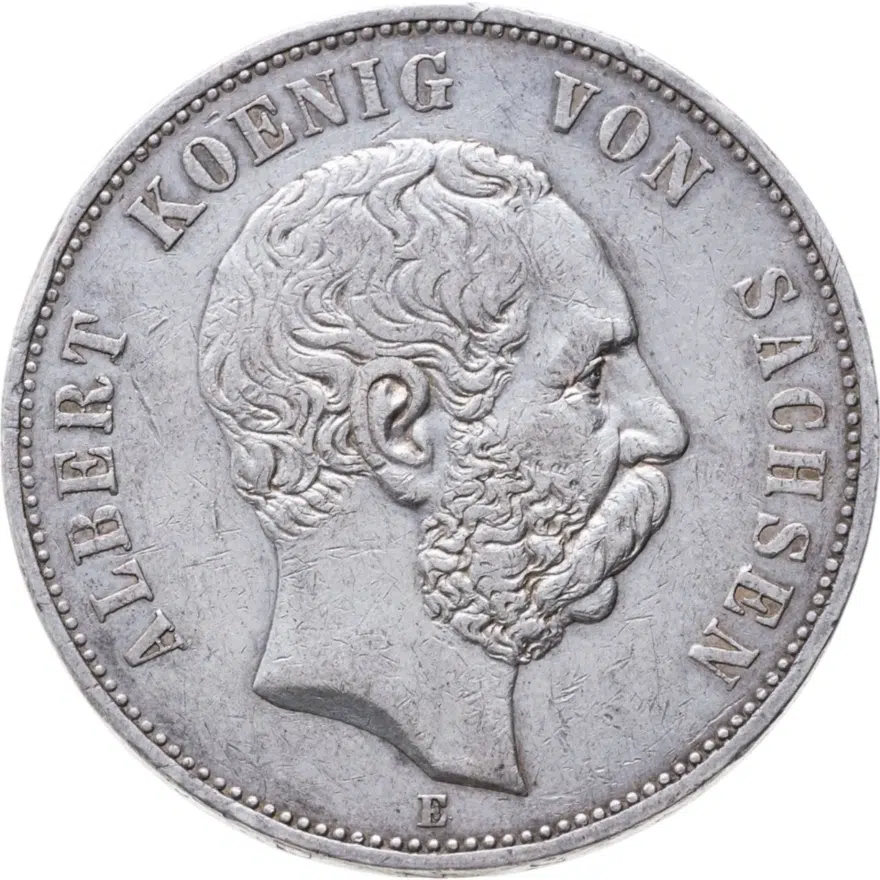 Германская Империя, королевство Саксония. 5 марок (mark) 1899, аверс